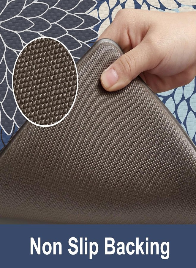 Collive Anti Fatigue Kitchen Mats 2PCS,Boho Kitchen Rugs Non Slip Rubber Backing,Farmhouse Waterproof Kitchen Mat for Floor,Cushioned Standing Mat for Kitchen,Laundry,Sink,Desk,Mutil-Blue - Image 5